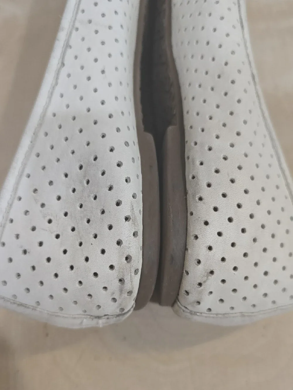 Tory Burch White Perforated Leather Logo Medallion Flats
